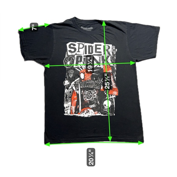 Spider-Man Spider-Punk T-Shirt Men’s Medium Black Marvel Across Spider-Verse Tee - Picture 3 of 6
